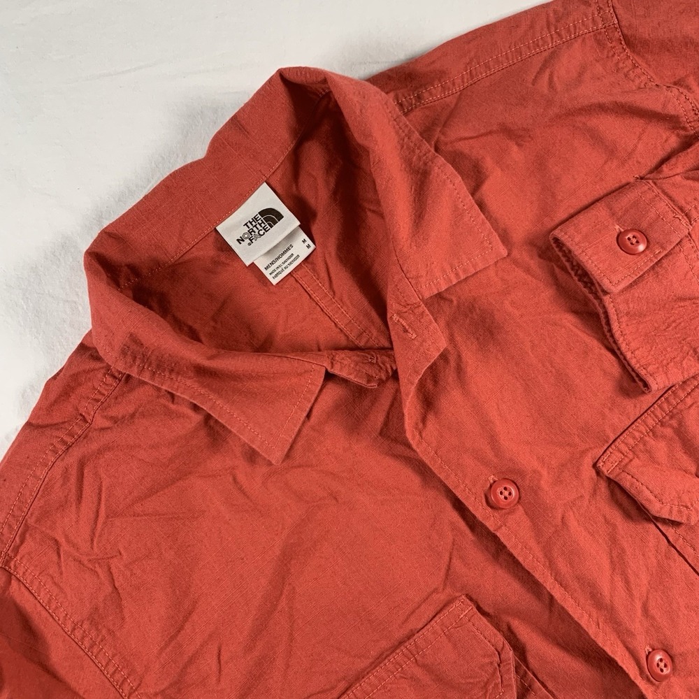 The North Face Men's Size M Orange  Long Sleeve Button Up Camp Shirt Heavyweight